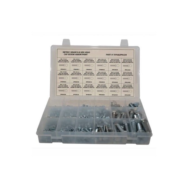 Hex Head Cap Screw Assortment, Steel, Zinc Plated Finish